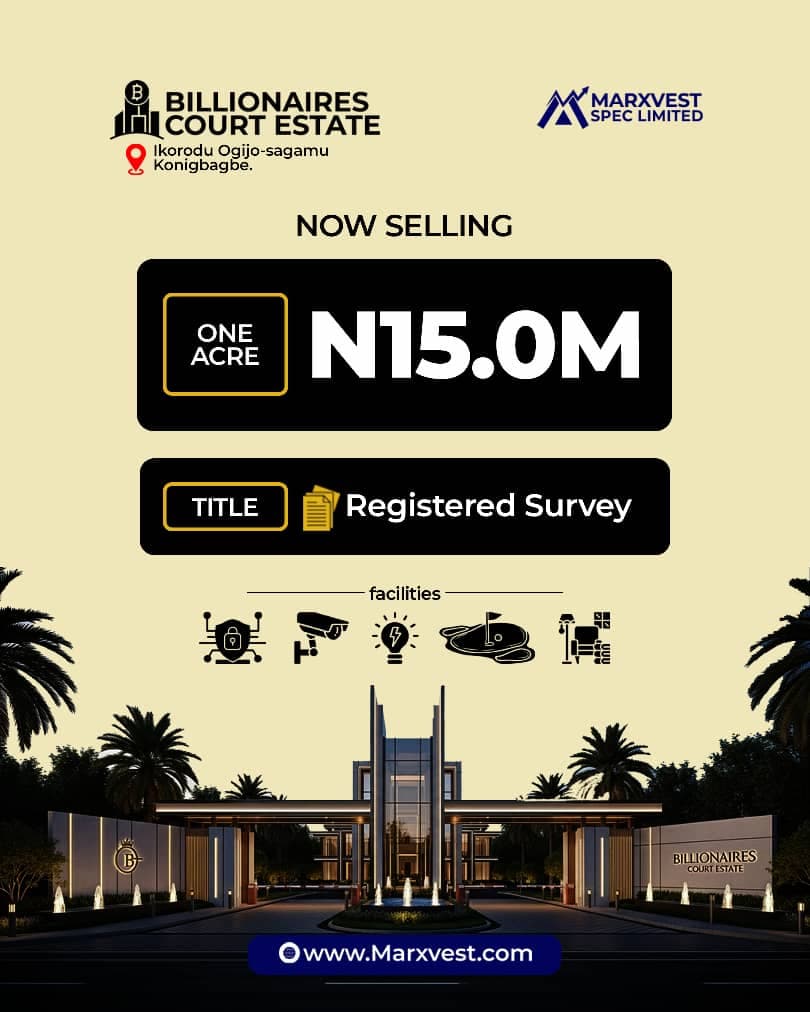 Billionaires Court Estate land estate in Ikorodu Ogijo-Sagamu, Konigbagbe axis, Lagos/Ogun growth corridor