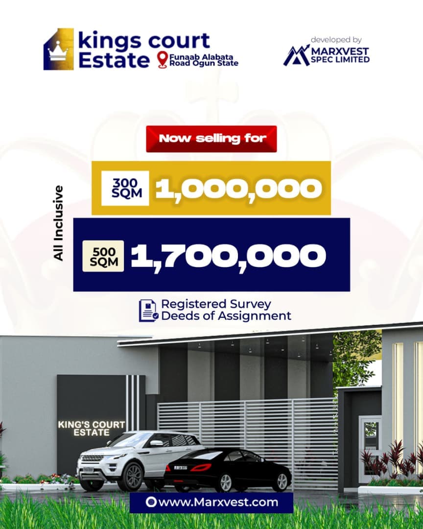 Kings Court Estate land estate in FUNAAB Alabata Road, Ogun State